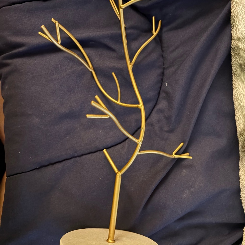 Gold Metal Jewelry Tree Stand